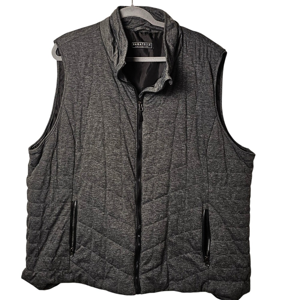 Bagatelle Collection Men's‎ Quilted Vest Gray XL Full Zip Lightweight EUC